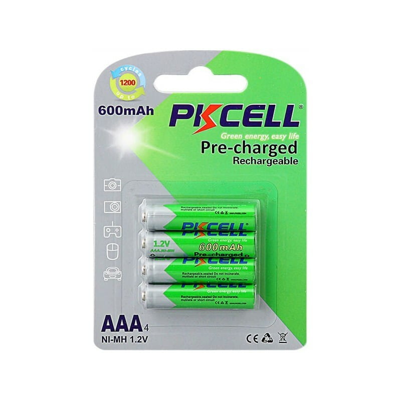 Аккумулятор PKCELL Rechargeable Ni-MH AAA/HR03 600mAh 4шт (AAA600-4B RTU)