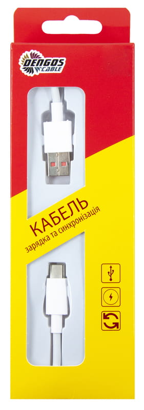 Кабель Dengos USB - USB Type-C (M/M) 1 м White (PLS-TC-6A-WHITE)