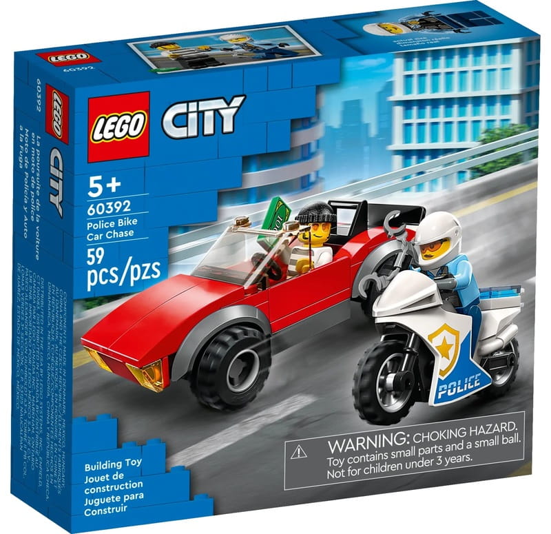 Конструктор LEGO City Преследование автомобиля на полицейском мотоцикле (60392)