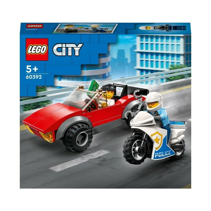 Конструктор LEGO City Переслідування автомобіля на поліцейському мотоциклі (60392)