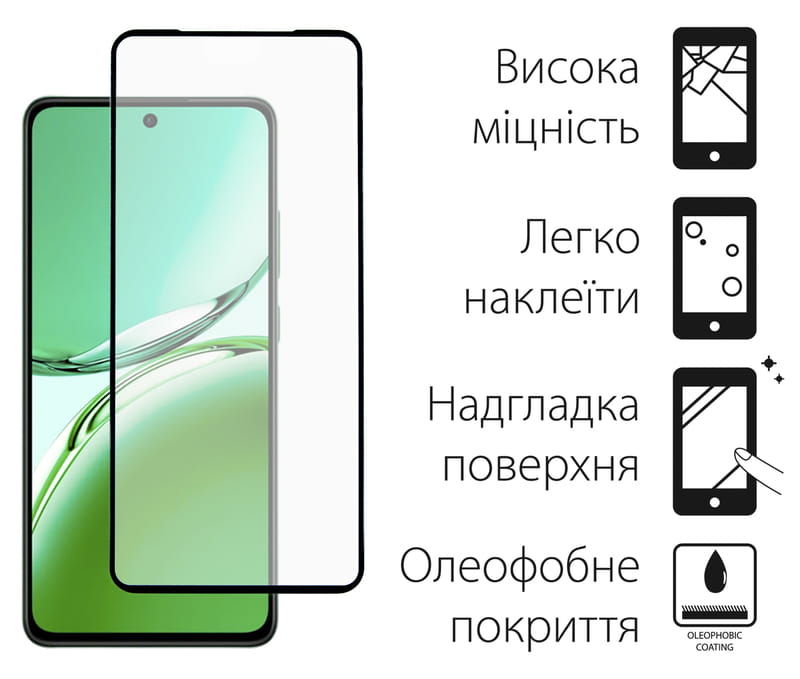 Защитное стекло Dengos для Oppo Reno 12F 4G Black Full Glue (TGFG-374)