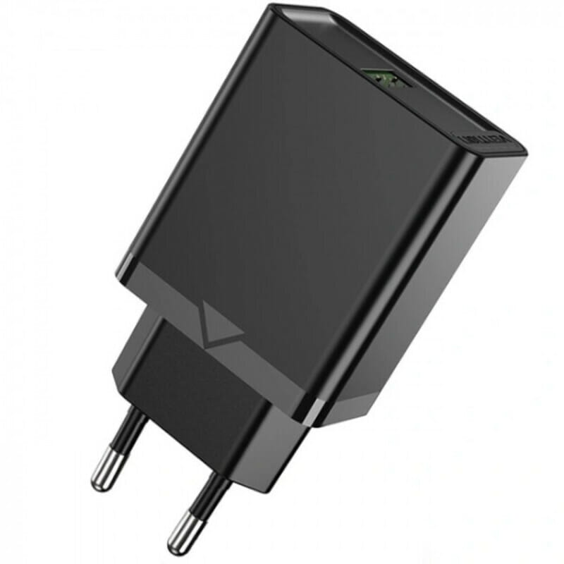 Мережевий зарядний пристрій Vention USB Type A + QC3.0 (18W), Black (FABB0-EU)