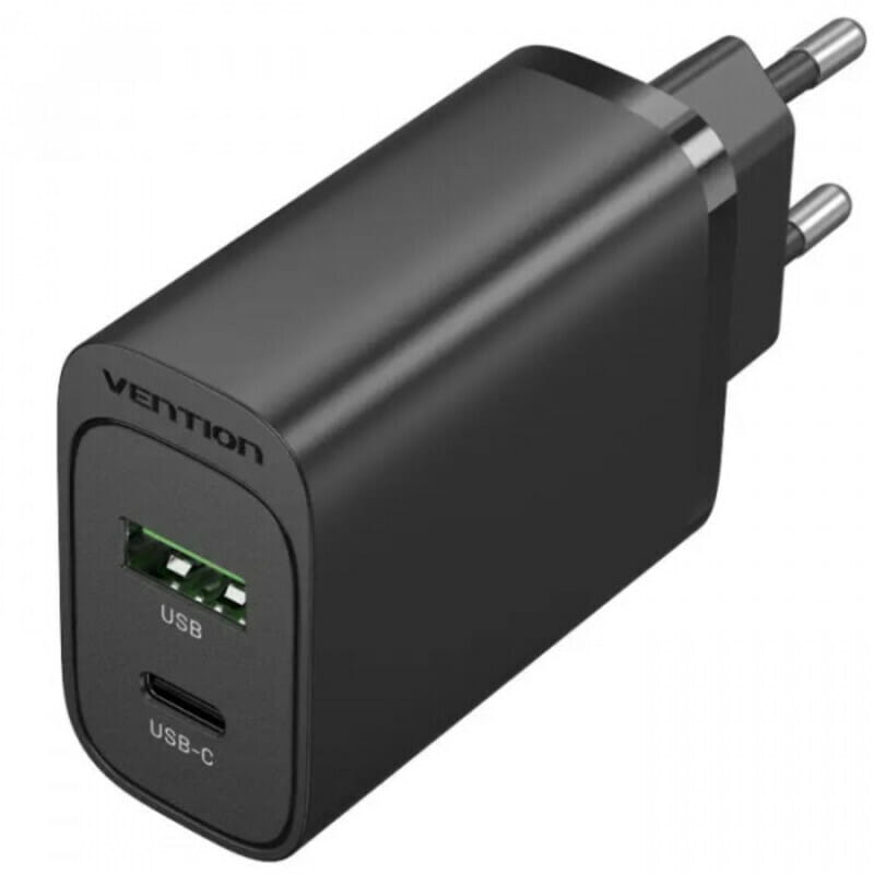 Сетевое зарядное устройство Vention USB Type A + QC3.0 USB-C + QC4.0 (38W), Black (FBIB0-EU)