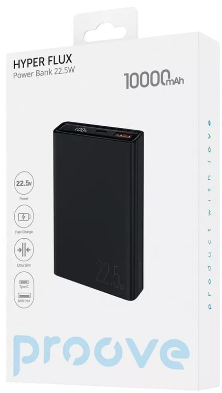 Універсальна мобільна батарея Proove Hyper Flux 22.5W 10000mAh Black (PBH120120001)