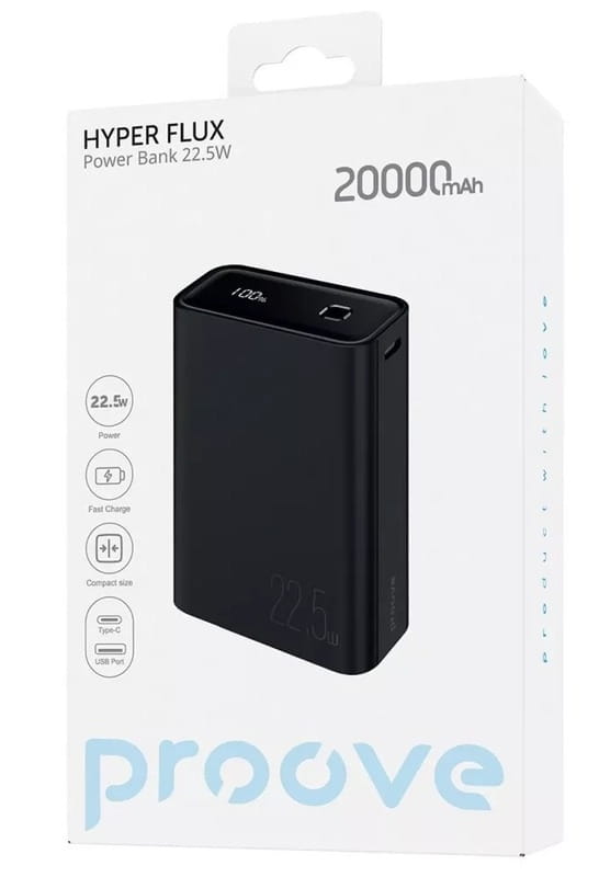 Універсальна мобільна батарея Proove Hyper Flux 22.5W 20000mAh Black (PBH220120001)