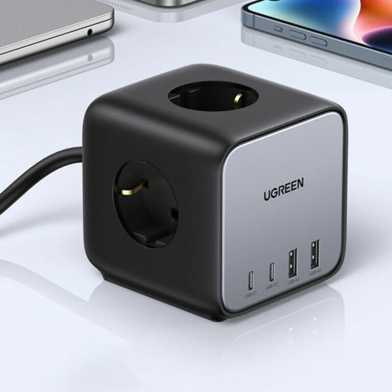 Зарядное устройство Ugreen DigiNest Cube CD268 65W (2хUSB-C+2xUSB-A) Gray (60113)