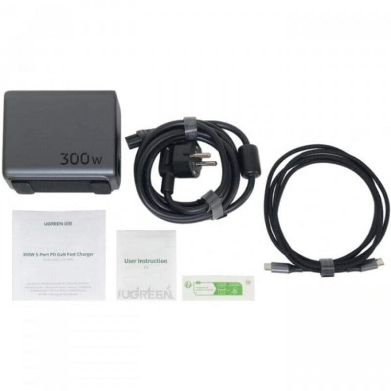 Зарядний пристрій Ugreen CD333 300W (5хUSB-C) Gray (90903B)