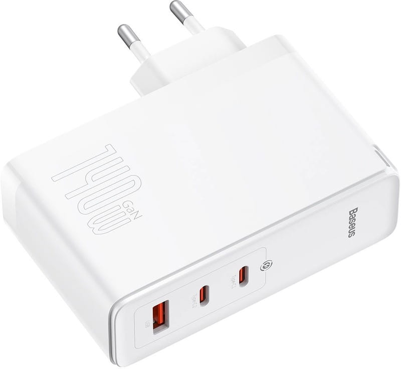 Мережевий зарядний пристрій Baseus GaN5 Pro (3USB, 5A) 140W White (CCGP100202) + кабель Type-C to Type-C