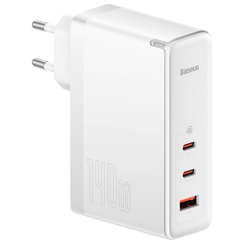 Сетевое зарядное устройство Baseus GaN5 Pro (3USB, 5A) 140W White (CCGP100202) + кабель Type-C to Type-C