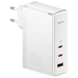 Сетевое зарядное устройство Baseus GaN5 Pro (3USB, 5A) 140W White (CCGP100202) + кабель Type-C to Type-C