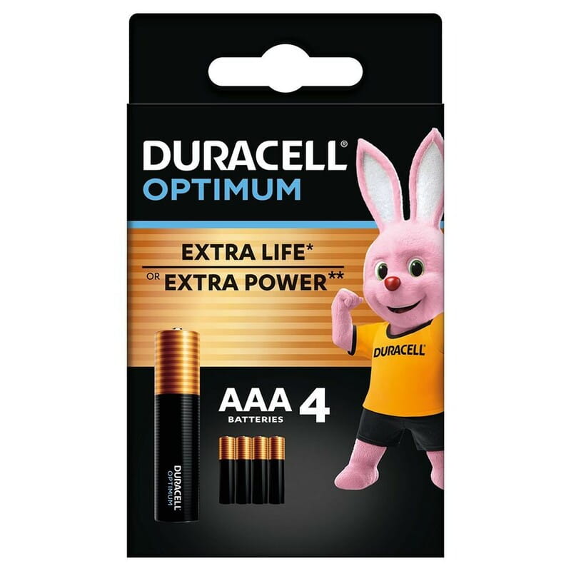 Батарейка Duracell Optimum AAA 1.5В LR03, 4 шт (5000394158726)