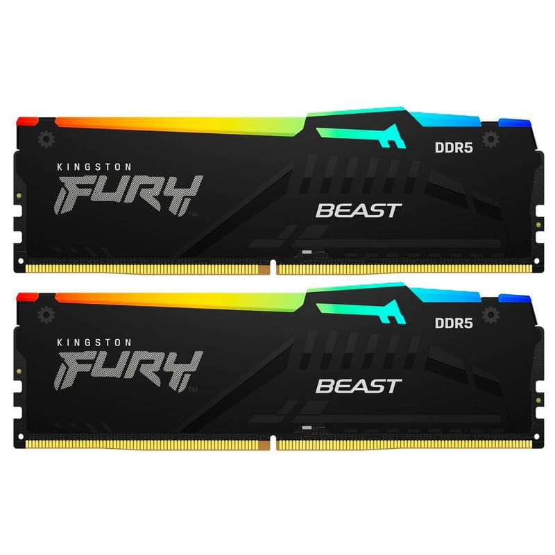 Модуль памяти DDR5 2x32GB/5200 Kingston Fury Beast RGB Black (KF552C40BBAK2-64)