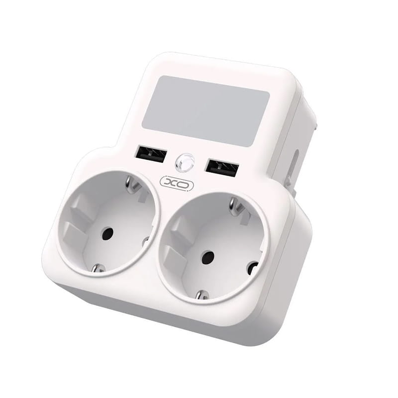 Сетевое зарядное устройство XO WL09 (2 розетки 4000W; 2USB 2.4A) White (WL09.white)