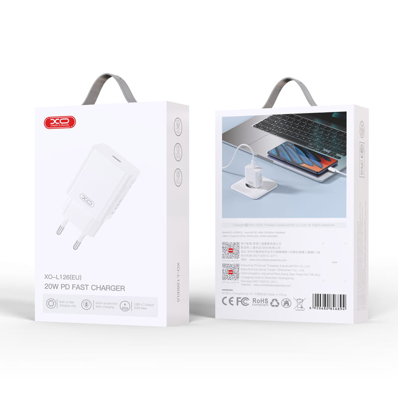 Сетевое зарядное устройство XO L126 (1USB-С, 3А) PD White (L126.white)