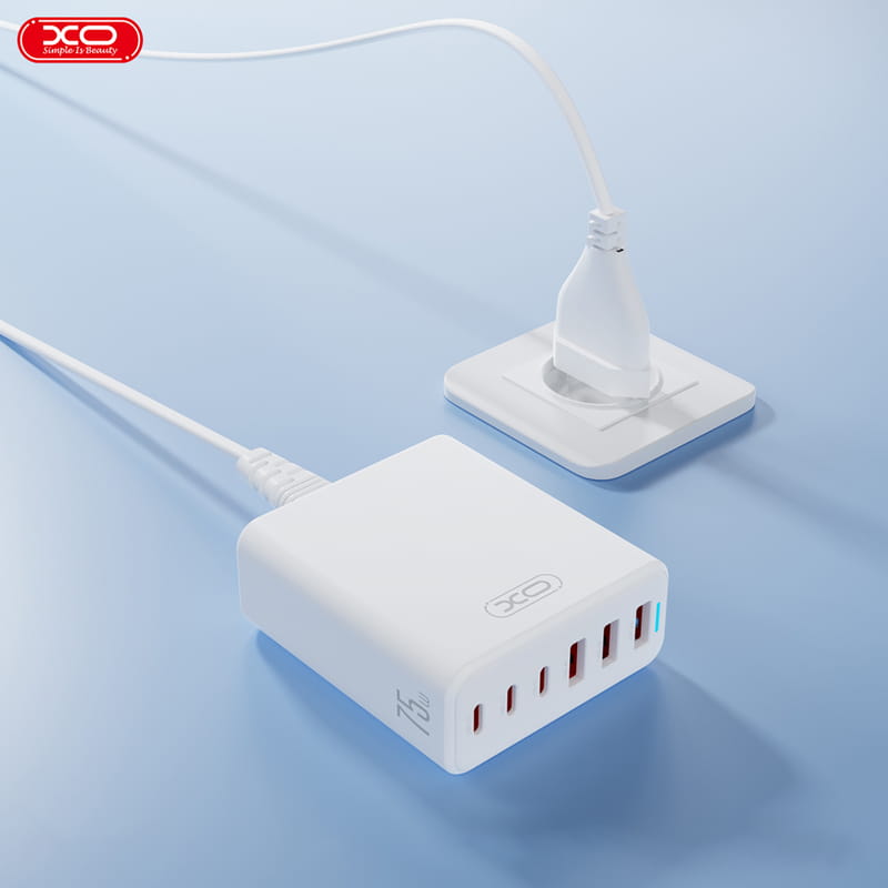 Сетевое зарядное устройство XO L133 (3USB-С, 3USB, 3А) PD, QC 3.0 White (L133.white)