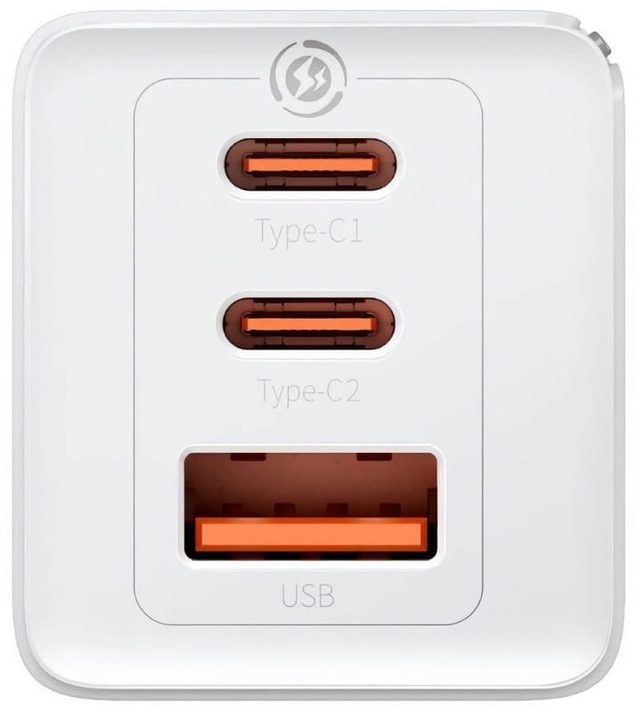 Сетевое зарядное устройство Baseus GaN5 Pro (3USB, 3.25A) 65W White (CCGP120202) + кабель Type-C to Type-C