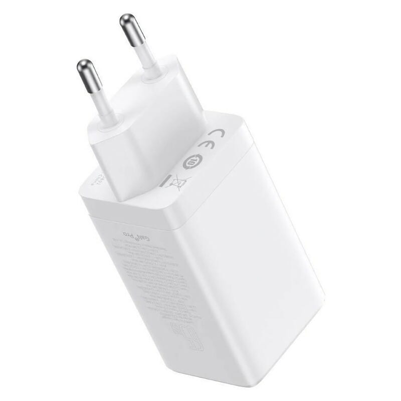 Сетевое зарядное устройство Baseus GaN5 Pro (3USB, 3.25A) 65W White (CCGP120202) + кабель Type-C to Type-C
