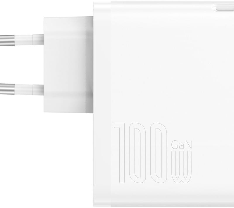 Мережевий зарядний пристрій Baseus GaN5 Pro (2USB, 5A) 100W White (CCGP090202) + кабель Type-C to Type-C