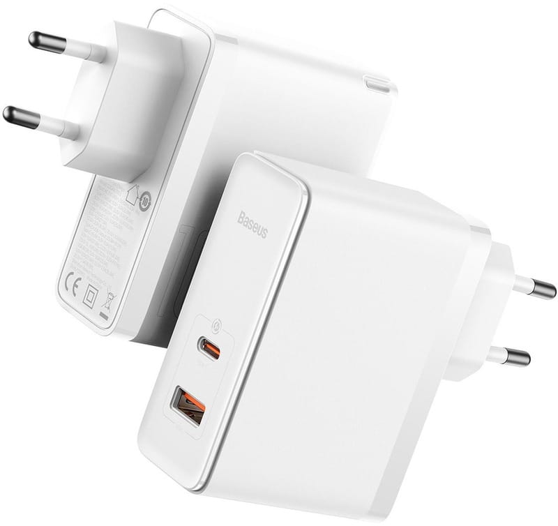 Мережевий зарядний пристрій Baseus GaN5 Pro (2USB, 5A) 100W White (CCGP090202) + кабель Type-C to Type-C