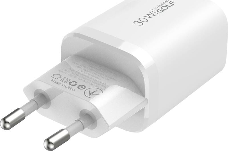 Мережевий зарядний пристрій Golf (2USB, 3A) 30W White (GF-U27W)