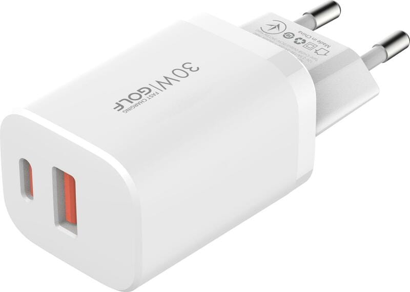 Мережевий зарядний пристрій Golf (2USB, 3A) 30W White (GF-U27W)