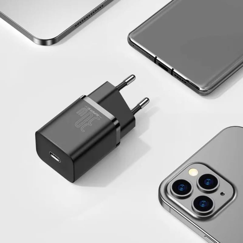 Мережевий зарядний пристрій Baseus (1USB-C) 30W Super-Si EU Black (CCSUP-J01)