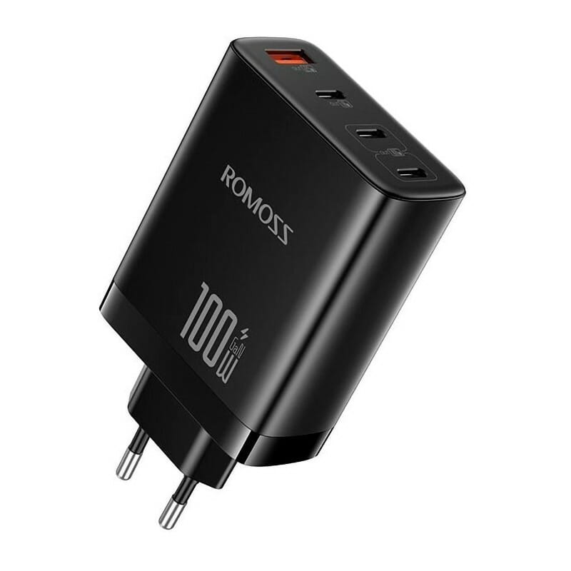 Сетевое зарядное устройство Romoss GaN (4USB, 3A) 100W Black (AC100I-12-234H)