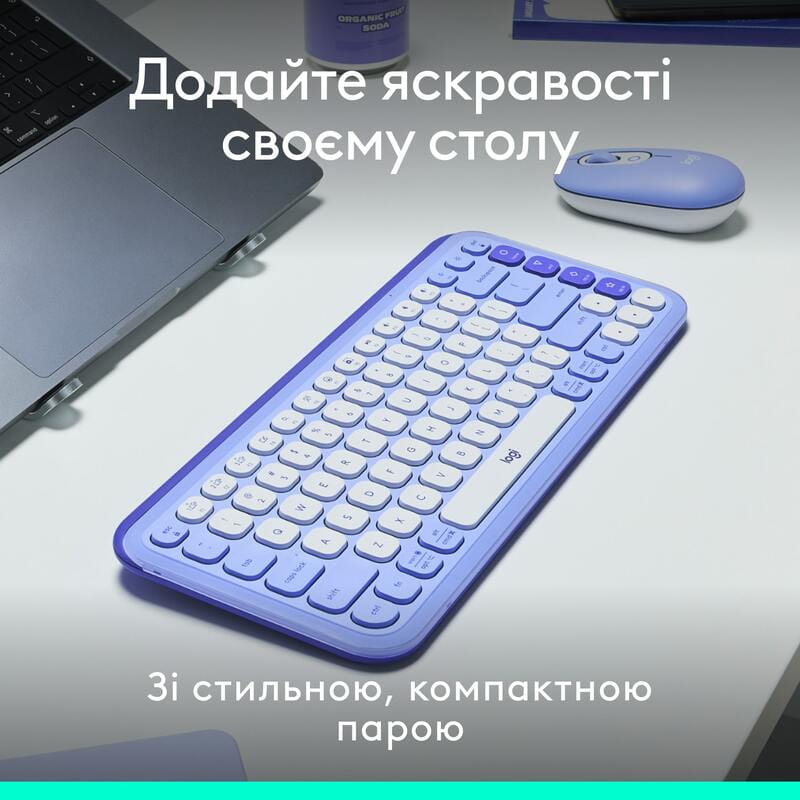 Комплект (клавиатура, мышь) беспроводной Logitech Pop Icon Combo Lilac (920-013078)