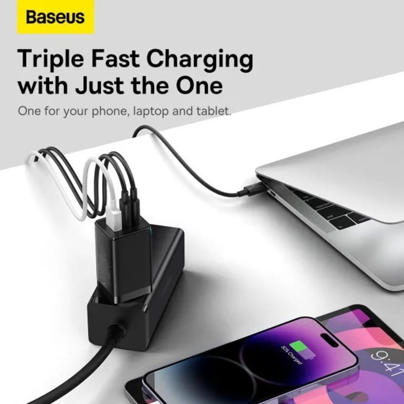 Сетевое зарядное устройство Baseus GaN5 Pro (3USB, 3.25A) 65W Black (CCGP120201) + кабель Type-C to Type-C