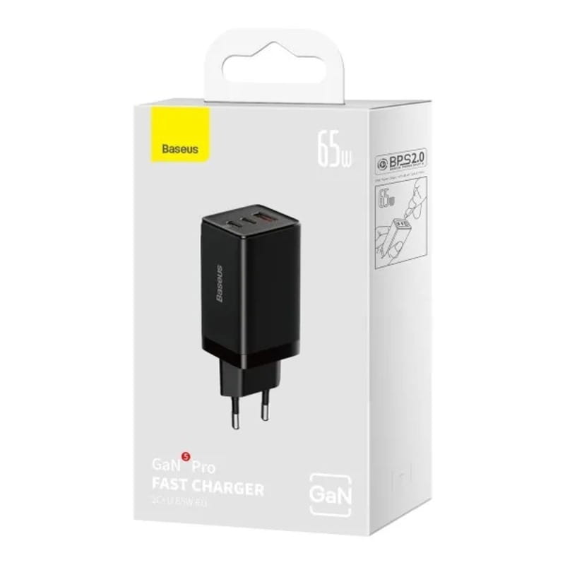 Сетевое зарядное устройство Baseus GaN5 Pro (3USB, 3.25A) 65W Black (CCGP120201) + кабель Type-C to Type-C