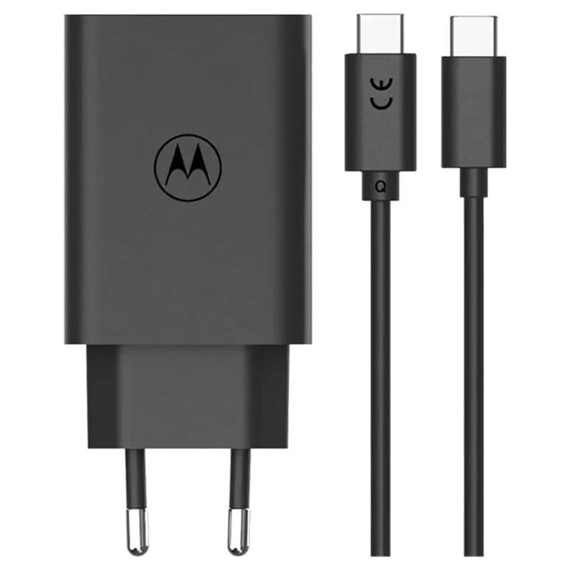 Мережевий зарядний пристрій Motorola SJMC302 (USB, 3A) 30W Black + кабель Type-C