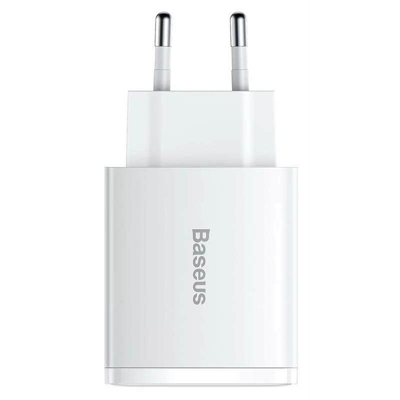 Мережевий зарядний пристрій Baseus Compact Quick Charger 30W QC+ PD (1Type-C + 2USB) White (CCXJ-E02)