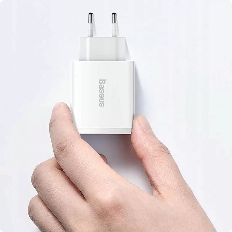 Мережевий зарядний пристрій Baseus Compact Quick Charger 30W QC+ PD (1Type-C + 2USB) White (CCXJ-E02)