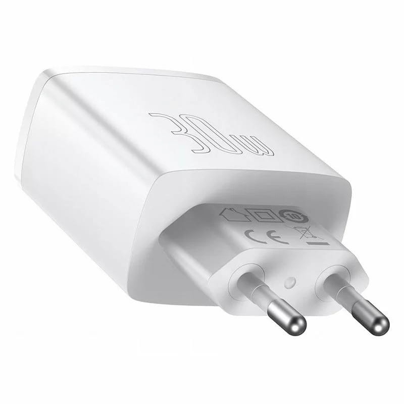 Мережевий зарядний пристрій Baseus Compact Quick Charger 30W QC+ PD (1Type-C + 2USB) White (CCXJ-E02)