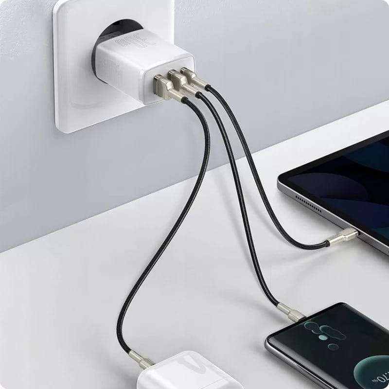 Мережевий зарядний пристрій Baseus Compact Quick Charger 30W QC+ PD (1Type-C + 2USB) White (CCXJ-E02)