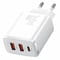 Фото - Мережевий зарядний пристрій Baseus Compact Quick Charger 30W QC+ PD (1Type-C + 2USB) White (CCXJ-E02) | click.ua