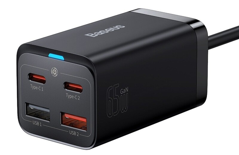 Сетевое зарядное устройство Baseus GaN3 Pro (2USB+2Type-C) QC3.0 65W Black (CCGP040101)