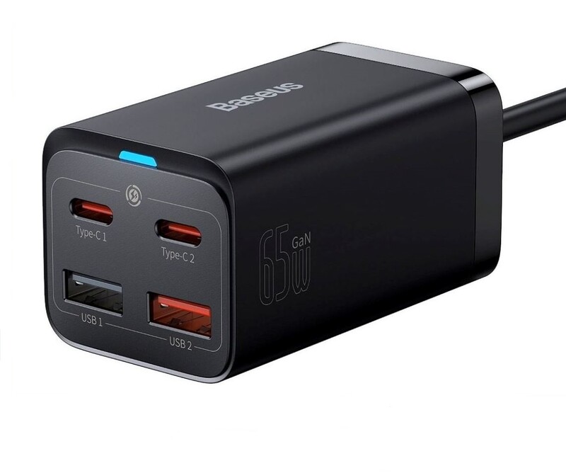 Сетевое зарядное устройство Baseus GaN3 Pro (2USB+2Type-C) QC3.0 65W Black (CCGP040101)