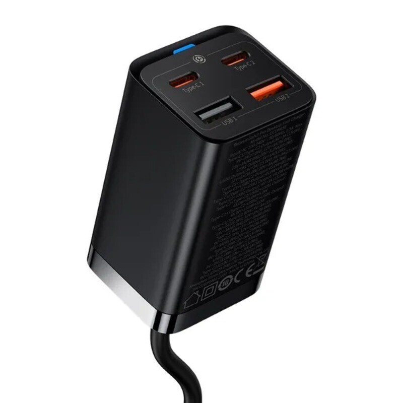 Сетевое зарядное устройство Baseus GaN3 Pro (2USB+2Type-C) QC3.0 65W Black (CCGP040101)