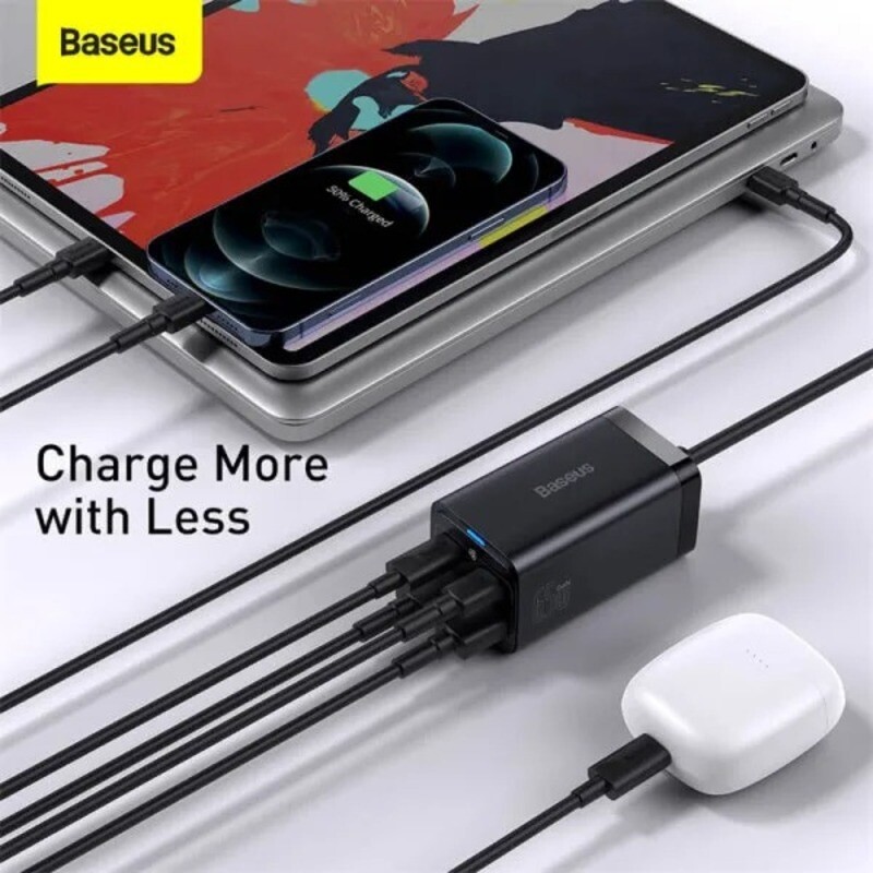 Сетевое зарядное устройство Baseus GaN3 Pro (2USB+2Type-C) QC3.0 65W Black (CCGP040101)