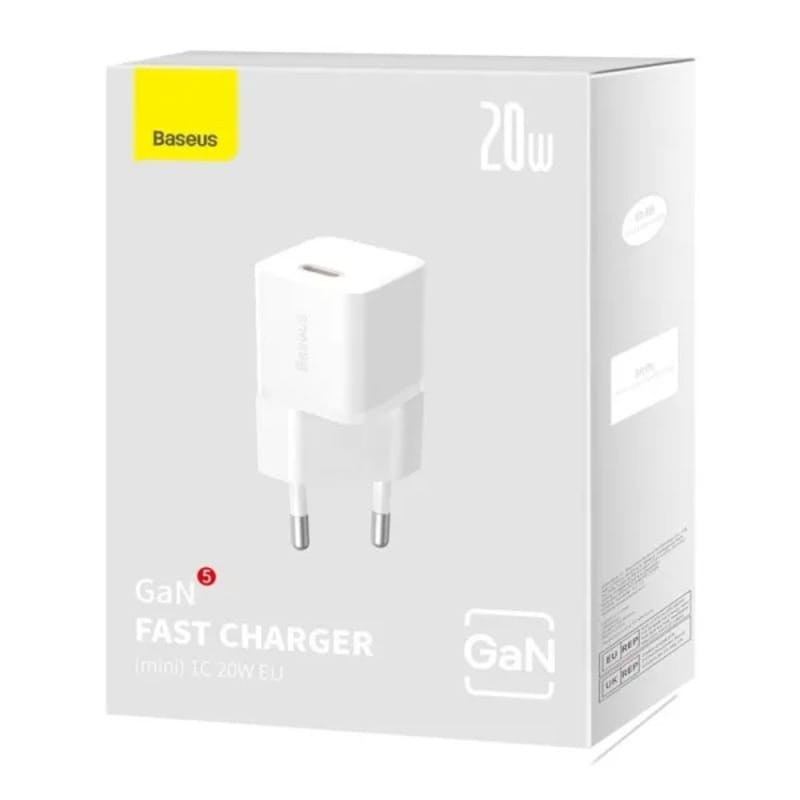 Мережевий зарядний пристрій Baseus GaN5 FC mini 1C (1USB-C) 20W White (CCGN050102)