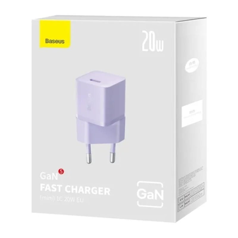 Мережевий зарядний пристрій Baseus GaN5 FC mini 1C (1USB-C) 20W Purple (CCGN050105)