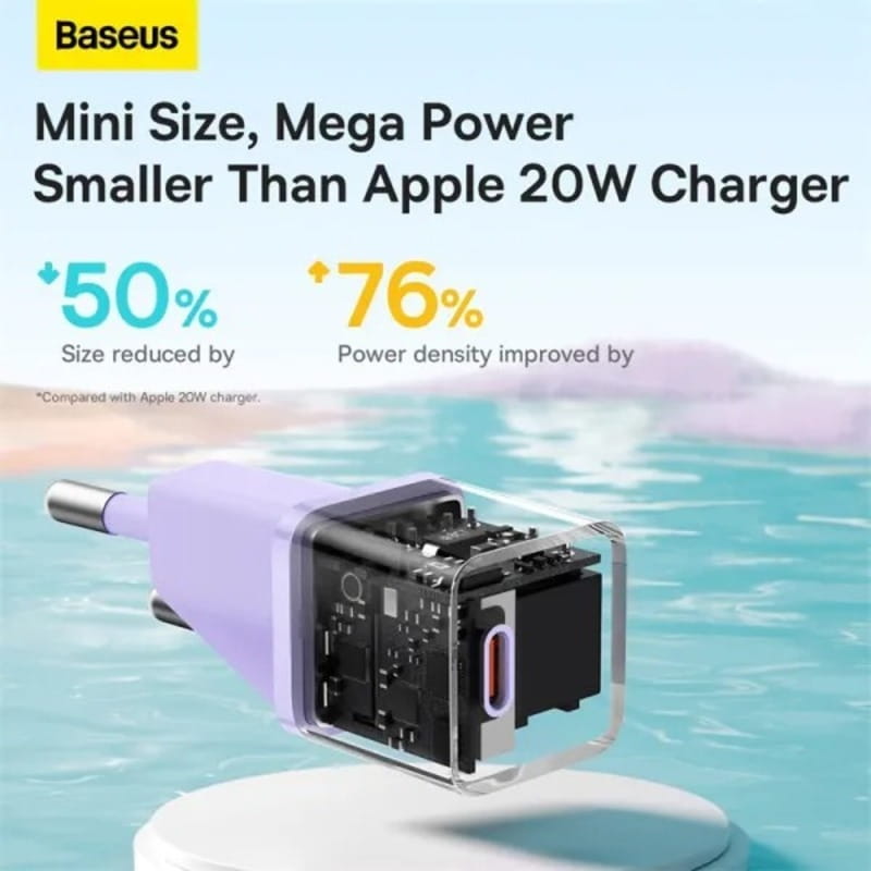 Мережевий зарядний пристрій Baseus GaN5 FC mini 1C (1USB-C) 20W Purple (CCGN050105)