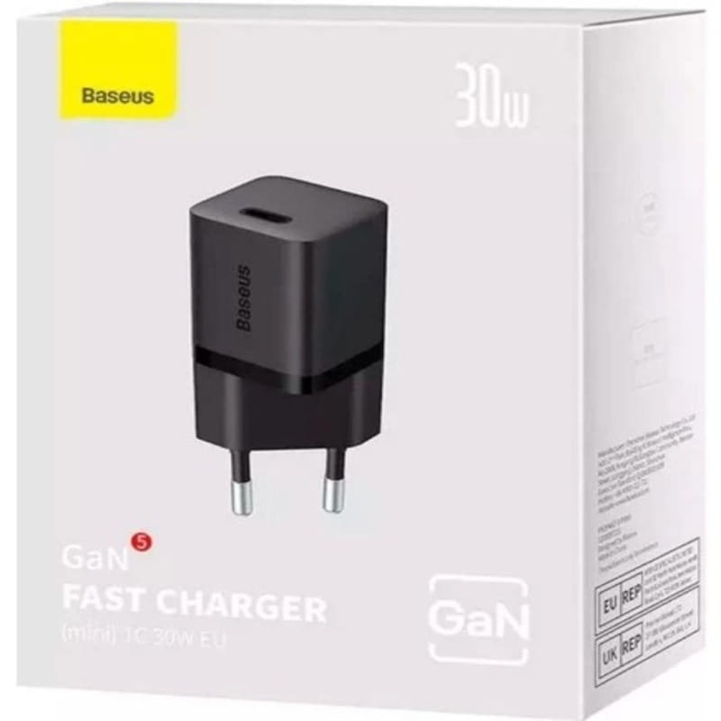 Мережевий зарядний пристрій Baseus GaN5 FC mini 1C (1USB-C) 30W Black (CCGN070401)