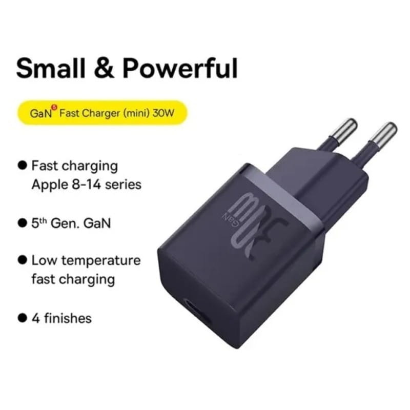 Мережевий зарядний пристрій Baseus GaN5 FC mini 1C (1USB-C) 30W Purple (CCGN070705)