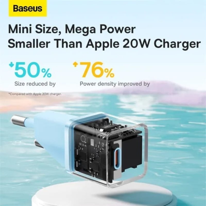 Сетевое зарядное устройство Baseus GaN5 FC mini 1C (1USB-C) 20W Blue (CCGN050103)