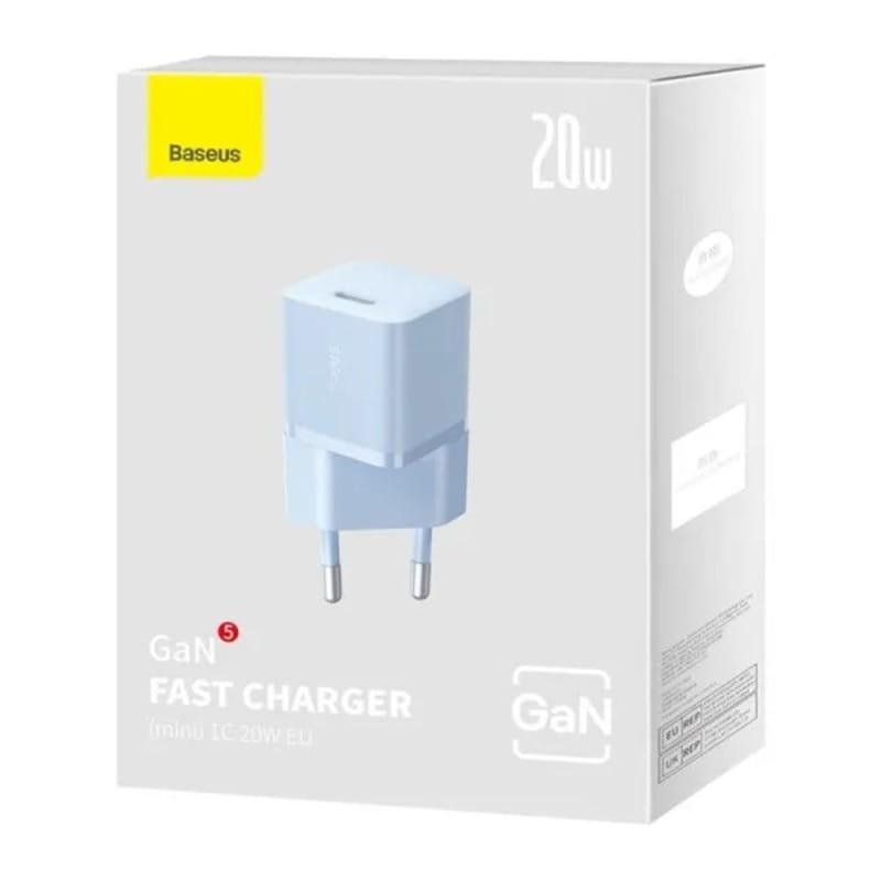 Сетевое зарядное устройство Baseus GaN5 FC mini 1C (1USB-C) 20W Blue (CCGN050103)