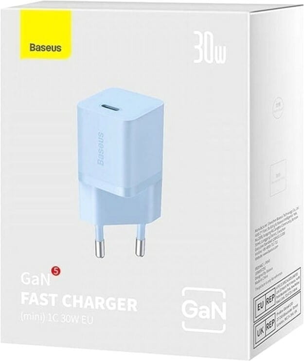 Сетевое зарядное устройство Baseus GaN5 FC mini 1C (1USB-C) 30W Blue (CCGN070603)