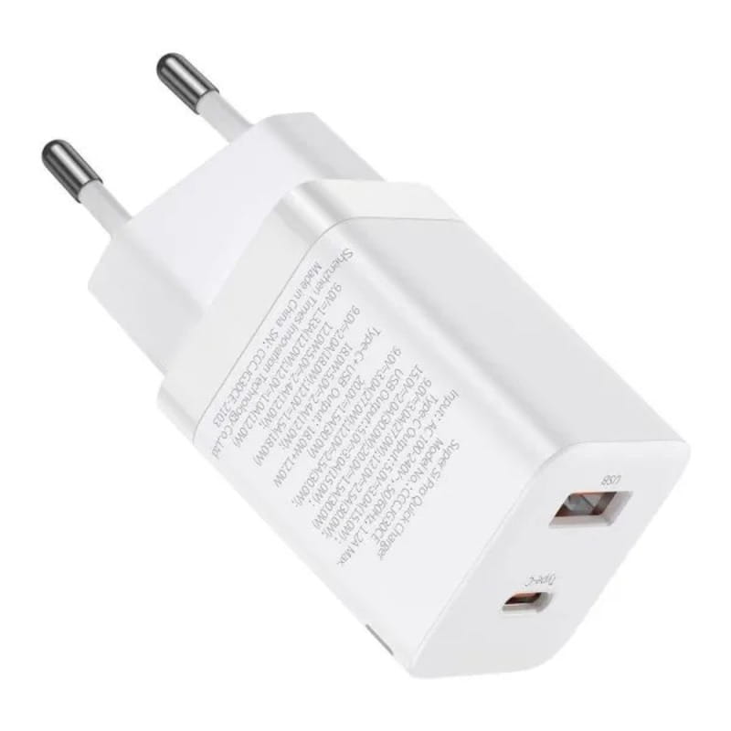 Мережевий зарядний пристрій Baseus Super Si Pro C+U 30W White (CCSUPP-E02)