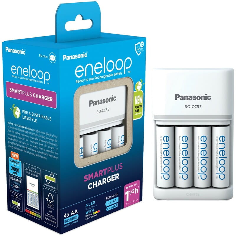 Заряднoe устройство Panasonic Smart-Quick  Charger + Eneloop AA/HR06 Ni-Mh 2000 мАh 4 шт.